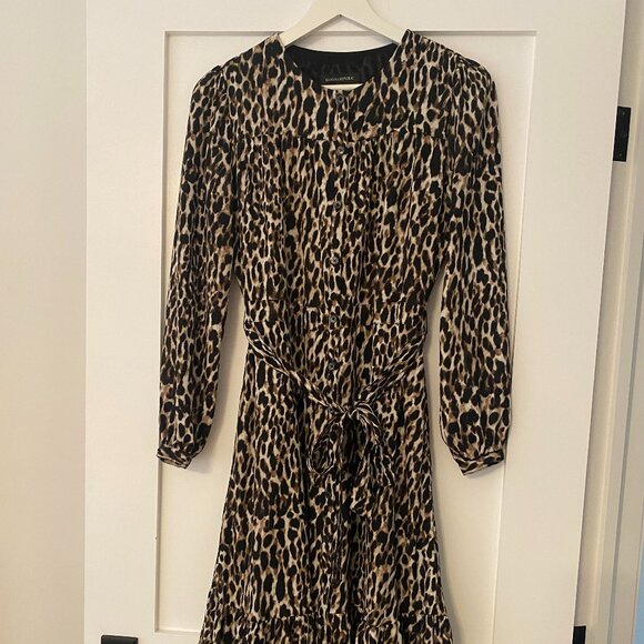 BANANA REPUBLIC leopard-print, button-down maxi dress with belt - Picture 1 of 6